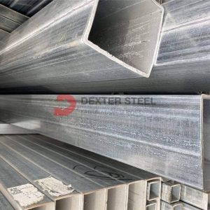 A newly galvanized steel tube with a bright, silver finish