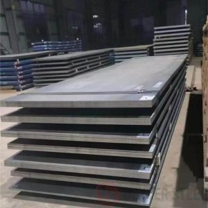 Heavy structural steel plates stacked with certification