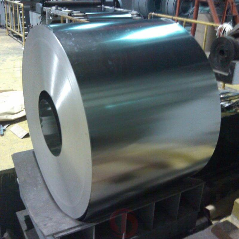 Shiny tinplate steel coils with reflective chromium-passivated surface